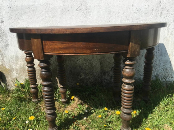 Console half moon beech and walnut (photo 2 of 4)