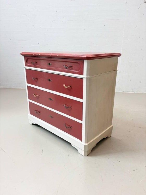 Commode ancienne en bois massif avec 4 tiroirs – Wood (photo 2 of 13)