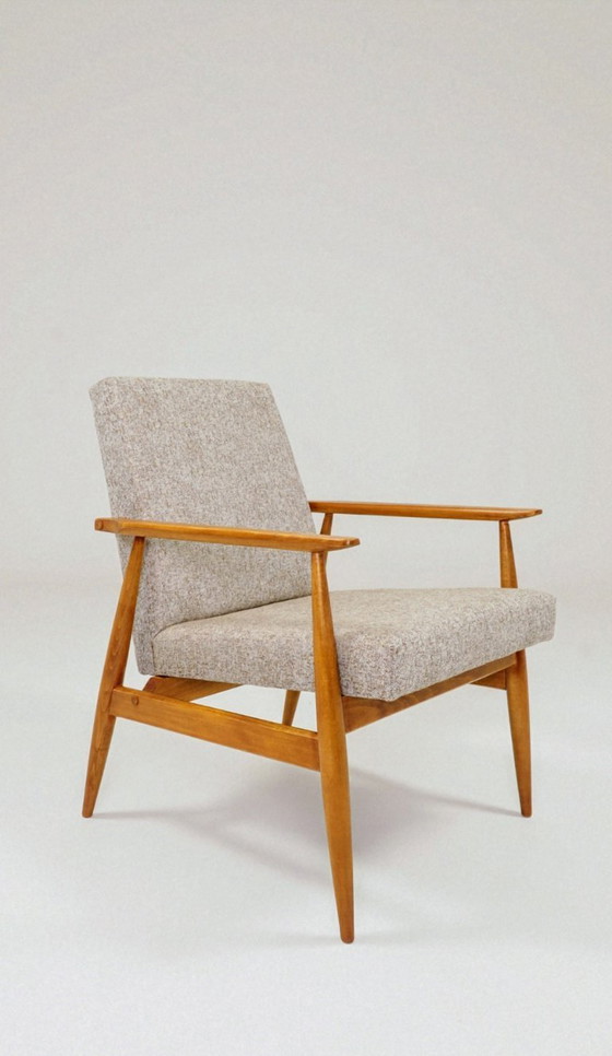 Image 1 of Vintage fauteuil etnische stijl beige granola bekleding stof ontwerp van H.Lis