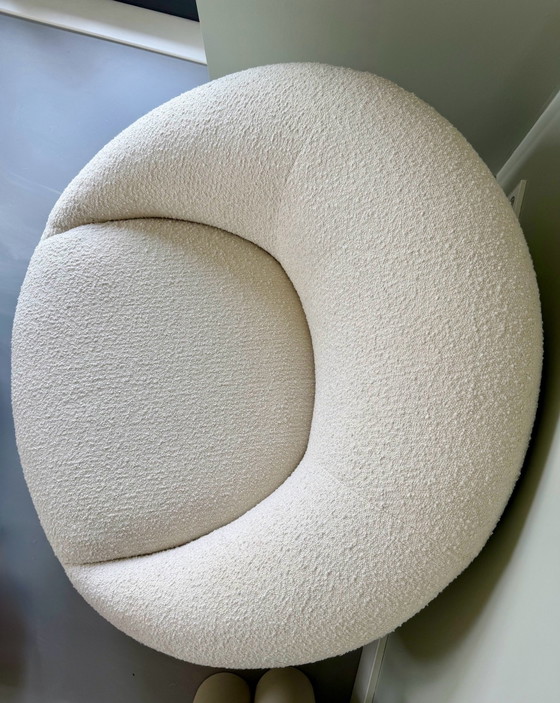 MADE.com Whitewash Bouclé Set: Armchair & Storage Pouf – Polyester, Textile (photo 3 of 7)