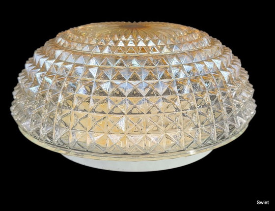 Image 1 of 2318 bernsteinfarbene Deckenleuchte, bernsteinfarbene Glas-Deckenleuchte