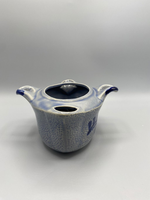 Gevlekte blauwgrijze geglazuurde keramische juskom met kobaltblauwe accenten – servies, Ceramic (photo 2 of 7)