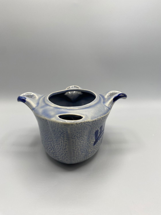 Gevlekte blauwgrijze geglazuurde keramische juskom met kobaltblauwe accenten – Servies, Ceramic (photo 2 of 7)