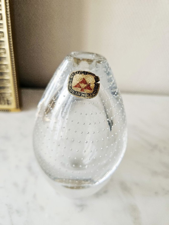Image 1 of Duo Cristal Royal Leerdam Vase Serica Meydam et Sculpture Écureuil N 107 Signée Vintage 1950