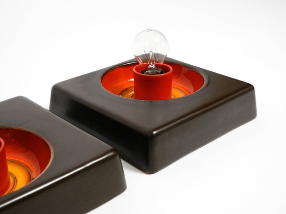 Image 1 of Dos preciosas lámparas de pared de cerámica originales de la Era Espacial de los años 70