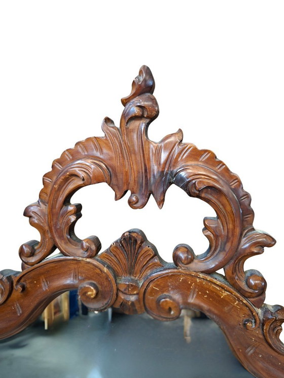 Image 1 of Originaler antiker Spiegel aus dem Jahr 1870 aus massivem Walnussholz im Rokoko-Stil