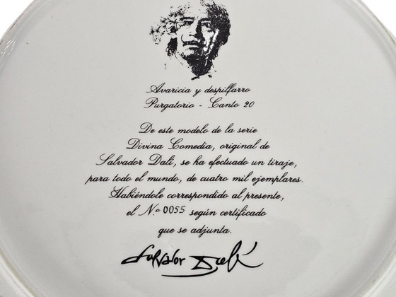 Image 1 of Salvador Dali - 'Avaricia Y despilfarro Purgatorio Canto 20' - bord - verguld - gesigneerd - 1981
