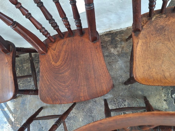 Antikes Set aus 6 patinierten Eichen-Esszimmerstühlen im Landhausstil, 19. Jahrhundert – Wood (photo 3 of 8)