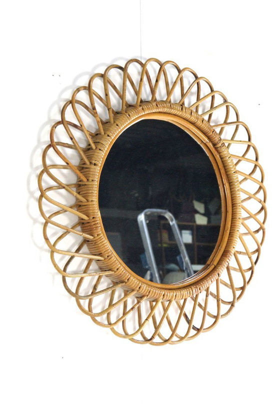 Image 1 of Franco Albini vintage rattan mirror