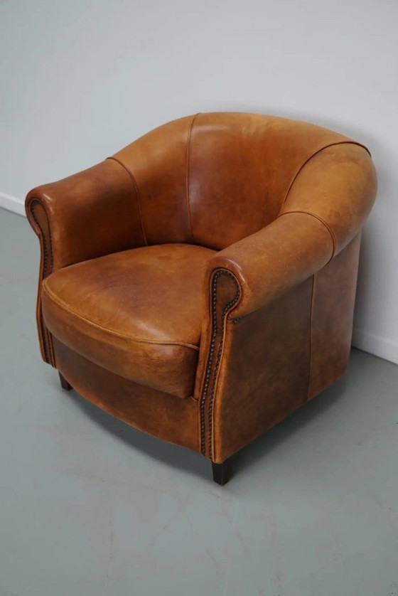 Image 1 of Vintage Nederlandse cognackleurige leren clubfauteuil
