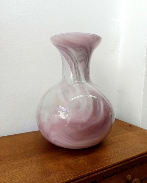Image 1 of Vintage pink Murano-style glass vase