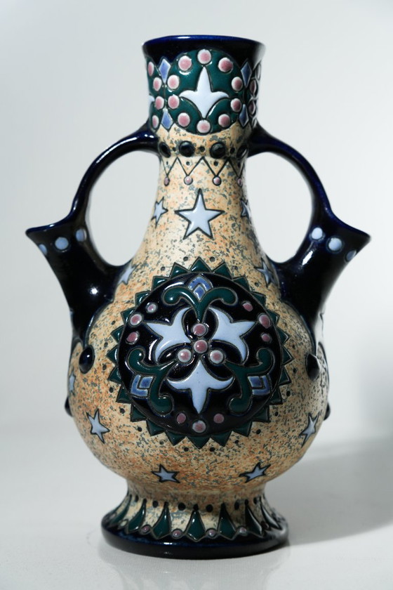 Antique Amphora Czechoslovakia Vase Dignitary Portrait Double Handles Art Deco – Ceramic (photo 7 of 16)