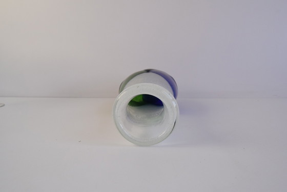 Image 1 of Vase en verre d'art Sommerso tchèque bleu et vert, attribué à Josef Hospodka, années 1970