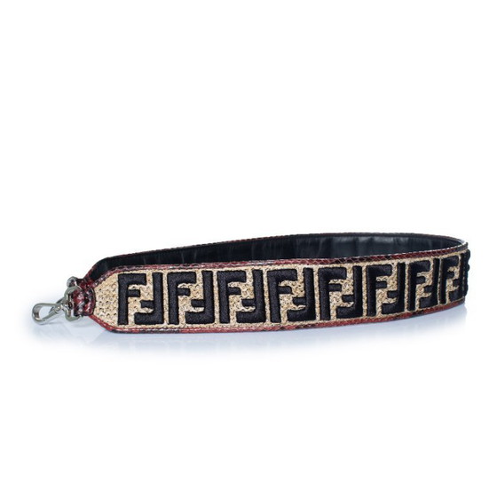 Image 1 of Correa de hombro Fendi de rafia y piel de pitón