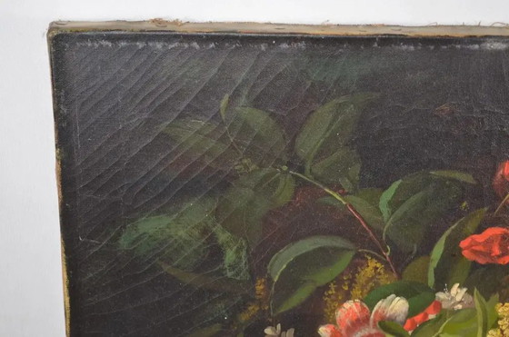 Pauline Petit (Französisch 19.-20. Jahrhundert) "Stillleben mit Blumenstrauß" Öl auf Leinwand Signiert und (photo 5 of 12)