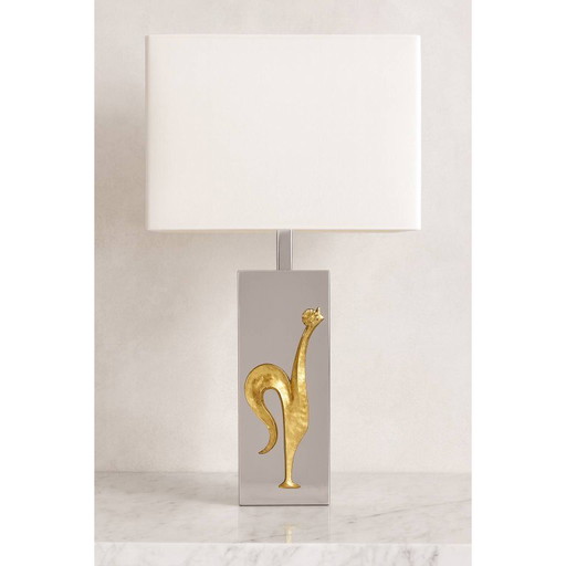 Vintage verchroomde tafellamp Au Coq 1970