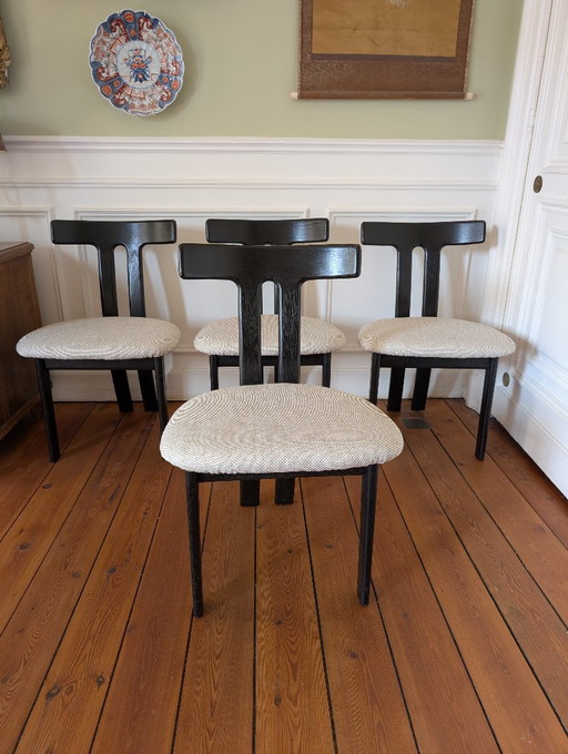 Set aus 4 Eichenholz-Esszimmerstühlen in T-Form – eetkamerstoelen, Wood