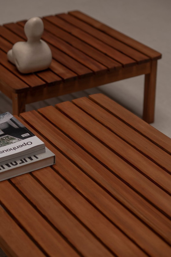 Image 1 of Modernist set of two ‘lattenbank’ coffee tables, 1960s