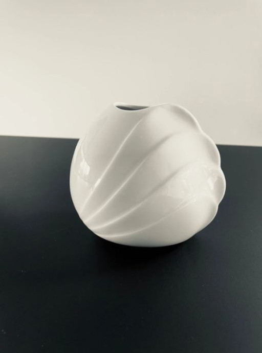 Vintage West German porcelain vase with wave relief
