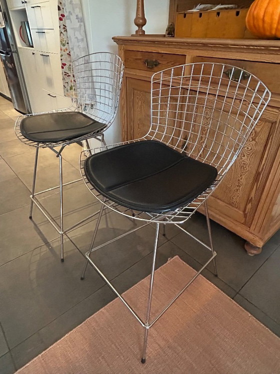 Set van 8 vintage Bertoia stijl draadstoelen – chroom – design – Merkloos, Eetkamerstoelen, Chrome, Leather (photo 2 of 5)