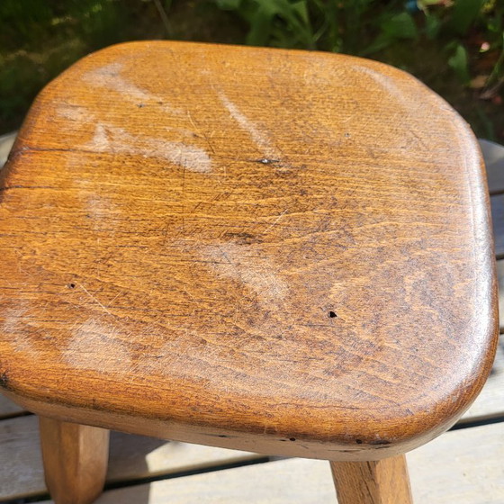 Image 1 of Milking Stool, Brutalist Shepherd in Solid Wood