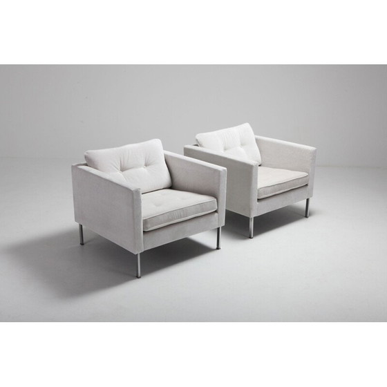 Image 1 of Pair of vintage armchairs in off-white velvet by Pierre Paulin for Artifort, Netherlands 1962