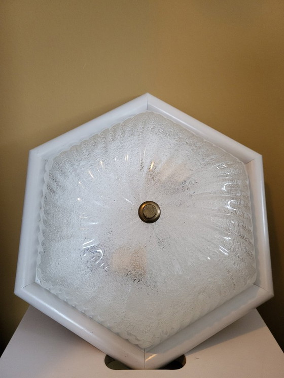 Image 1 of Lampe en verre Iceglass vintage style Hollywood, milieu du siècle