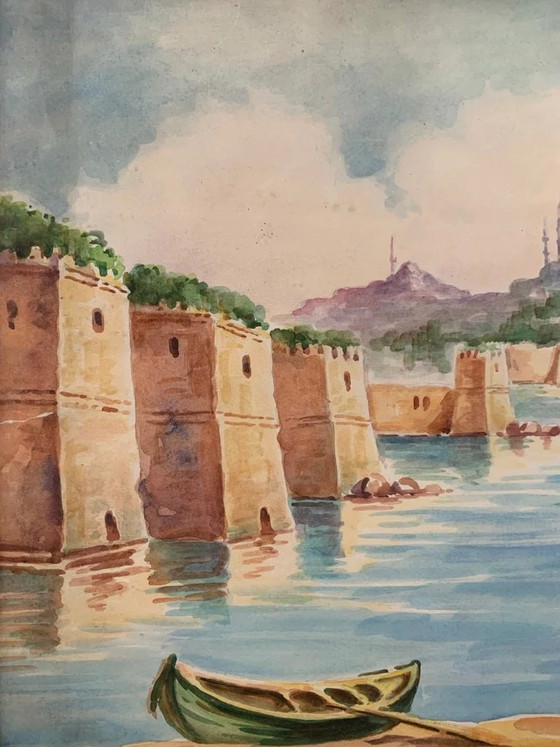 Pair of 1950s Oriental Marine Watercolors, Paintings & Drawings (photo 3 of 7)
