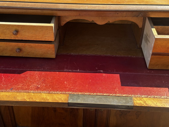 Image 1 of Antieke secretaire met klapdeur van notenhout - periode Lodewijk Philippe