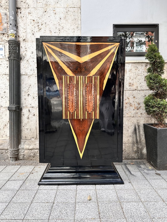 Image 1 of Mueble Bar, Madera Lacada y Marquetería de Maderas Exóticas, Art Déco, 30’s - Francia