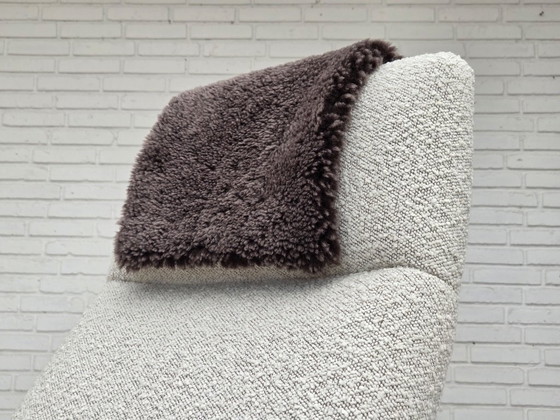 Anni '70, design scandinavo, sedia a dondolo con schienale alto, rivestita. – Sedie a dondolo, Tessile (photo 19 of 24)