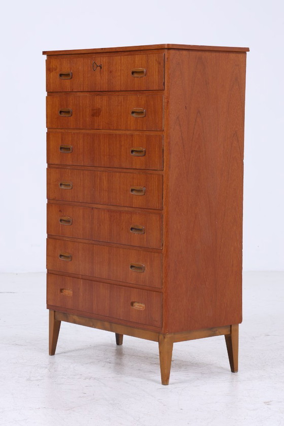 Image 1 of Vintage teakhouten ladekast | Mid Century houten opbergkast 60s mannen ladekast #08-05