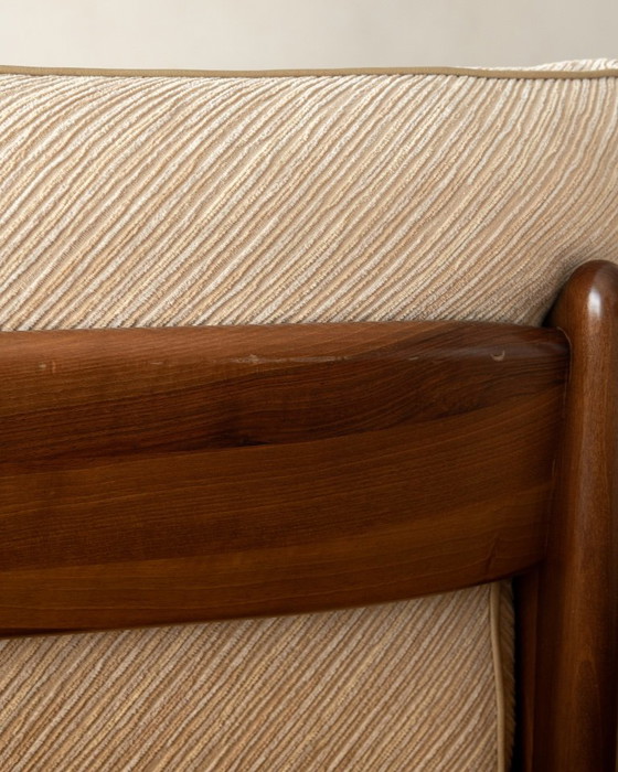 Sapporo Lounge Chairs by Mario Marenco for Mobil Girgi, 1970s, Armchairs, Textile, Wood, Brown (photo 23 of 24)