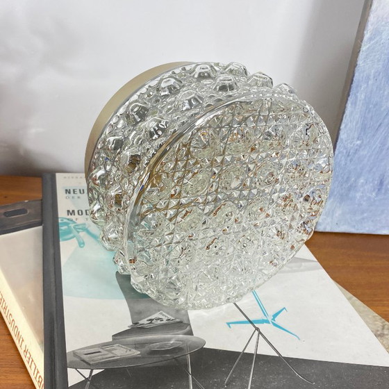 Small round glass wall/ceiling light with a diamond point design, vintage 1970s-1980s – Wall lights (photo 4 of 9)