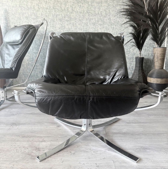 Image 1 of Vintage Falcon loungestoel – Sigurd Resell – Chroom