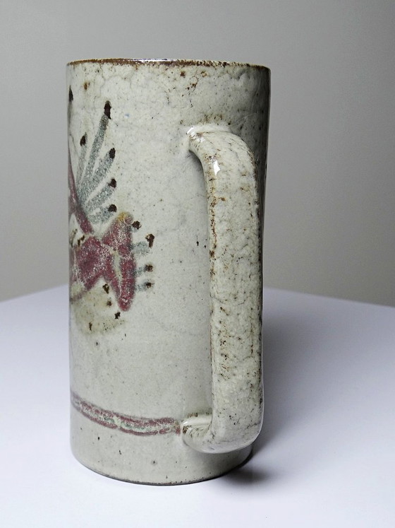 Image 1 of Large vintage Le Mûrier Gustave Reynaud Vallauris beer mug from the 1960s