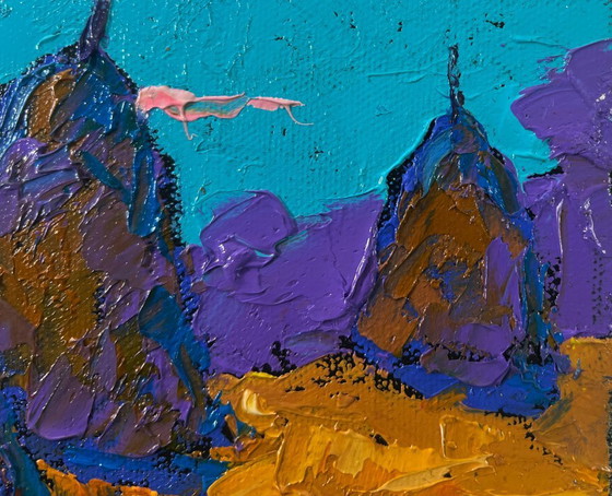 Image 1 of Original Oil Painting Nature Field Landscape Warm spring day