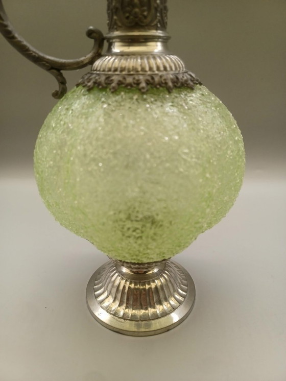 Image 1 of Paire de carafes aiguières étain et verre XIX