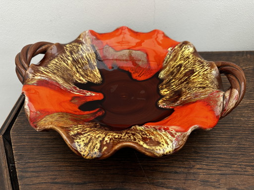 Fruit bowl - Vintage glazed ceramic centerpiece attributed to Vallauris