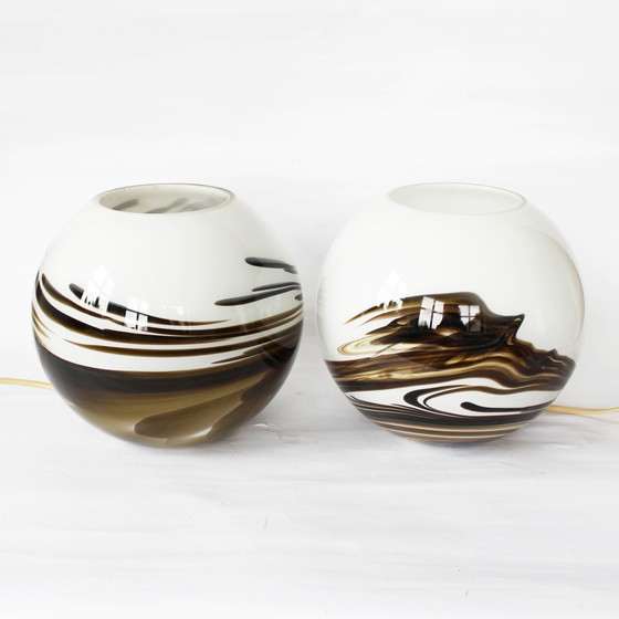 Image 1 of 2 lampes de table vintage en verre soufflé à la bouche par Brilliant