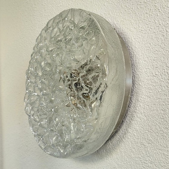 Image 1 of Doria Leuchten Ice Glass Ceiling Lamp  Mid-Century Vintage Retro Lamp