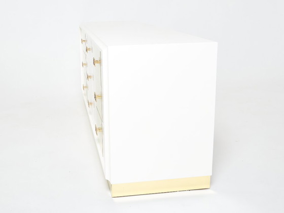 Image 1 of Cassettiera in ottone laccato bianco sporco di Luciano Frigerio, anni '70