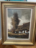 Partij / Lot van 5 klassieke olieverfschilderijen in goudkleurige lijsten