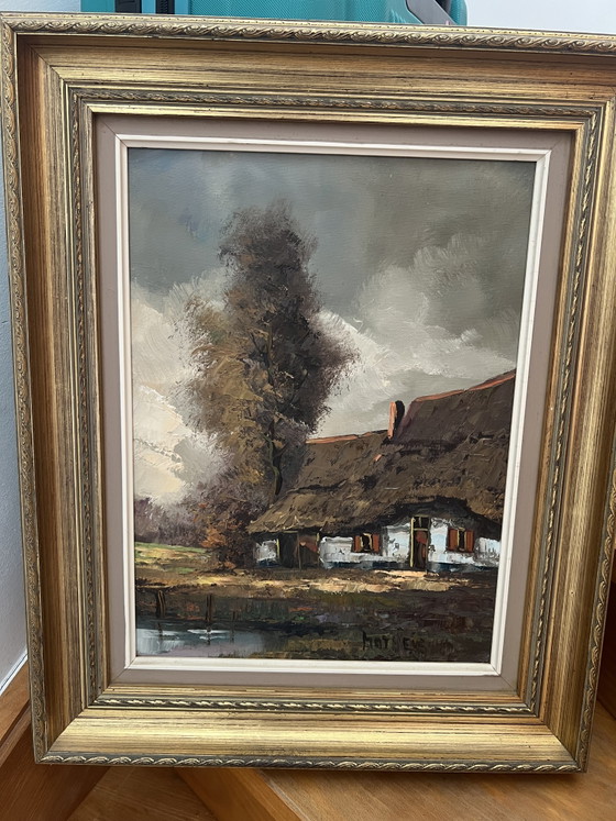 Image 1 of Lot of 5 classic oil paintings in gold-colored frames
