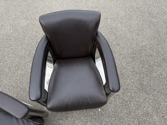 Image 1 of Art Deco 2-zits clubzetel 2x fauteuil Inox bruin