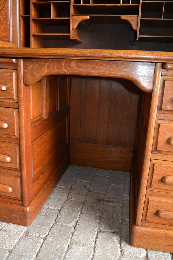 Image 1 of Antique Oak Wooden Shutter Desk, Secretaire