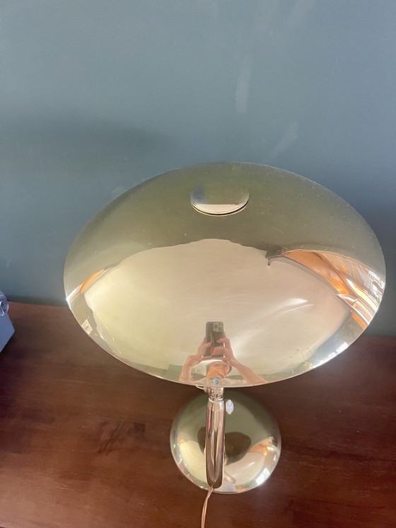 Image 1 of E. Hillebrand Bauhaus desk lamp model 7164, ca. 1930s. High-gloss polished brass.