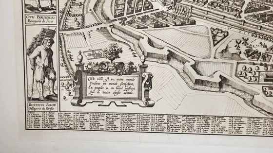 19th century engraving / Plan of Paris / Plan of Visscher – Decorative Objects, Paper (photo 5 of 11)