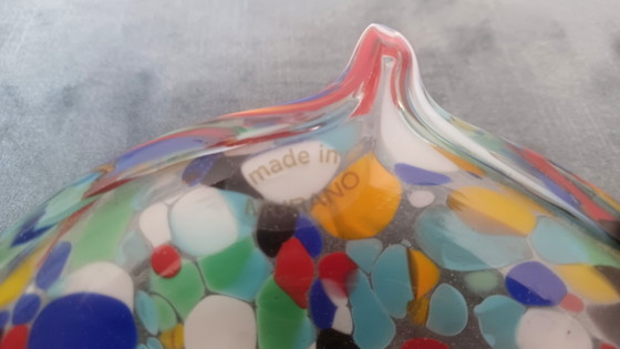 Image 1 of Plato de cristal de Murano con efecto salpicado de confeti, década de 1960.