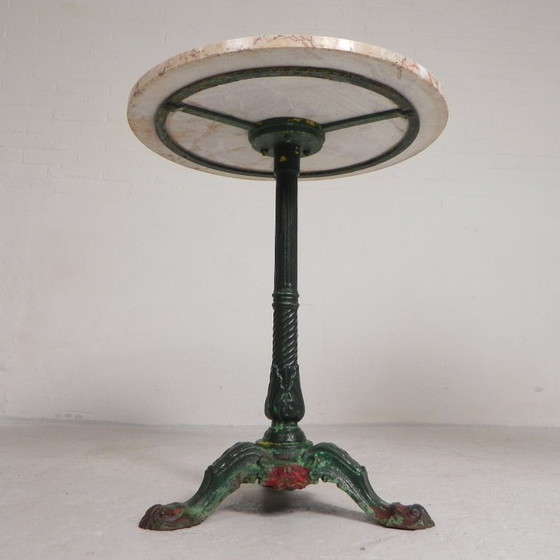 Image 1 of Bistro table with cast iron legs and marble top, 1920s